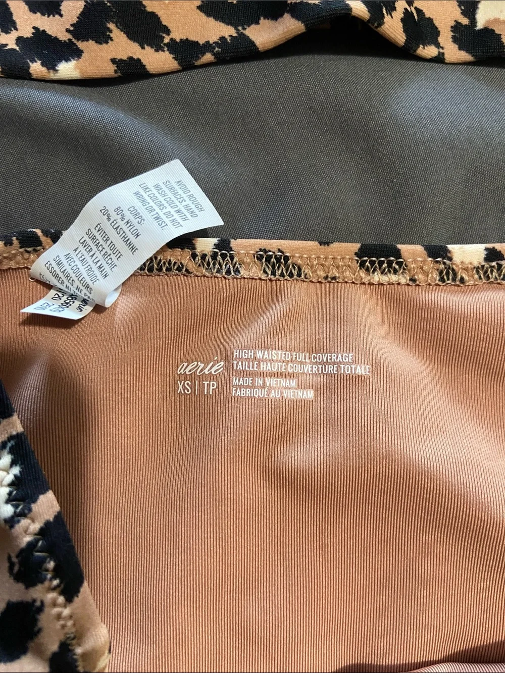 aerie Leopard-Print Bandeau Bralette & High-Waist Bottoms - Tan/Black